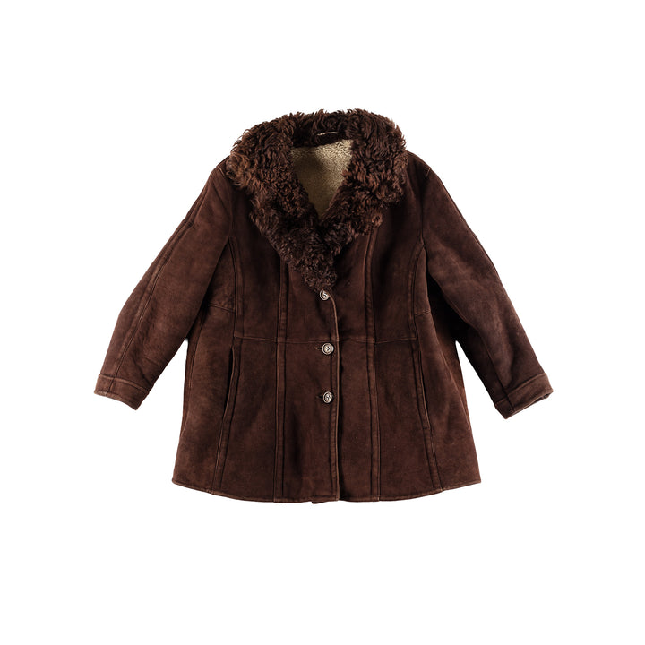 Vintage 80's Women Sheepskin Coat in BrownMN409