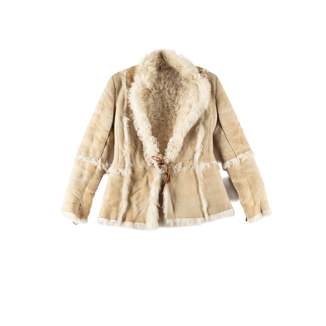 Vintage 70's Women Sheepskin Coat in BeigeMN717