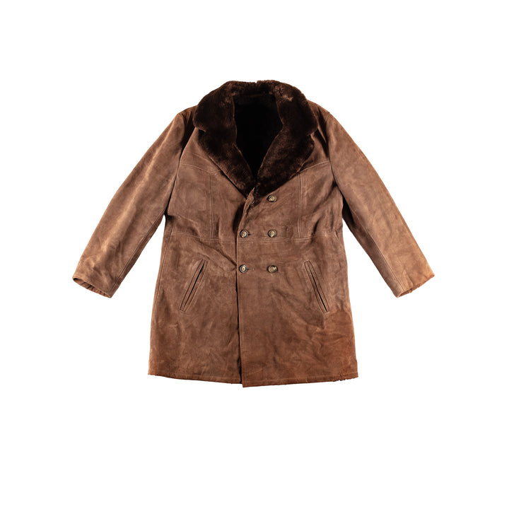 Vintage 80's Men Faux Sheepskin Coat in BrownVN436