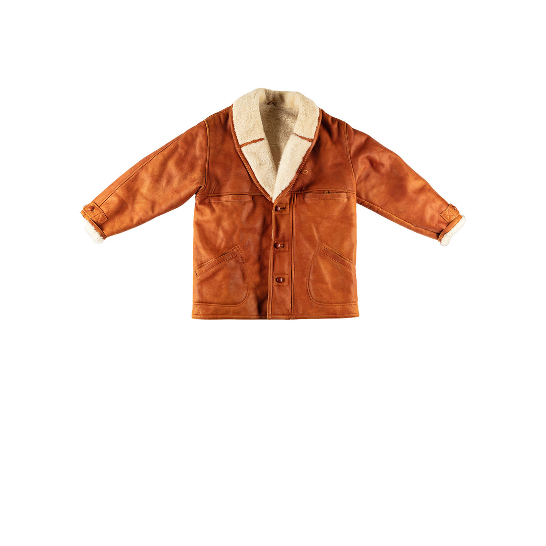 Vintage 80's Men Sheepskin Coat in BrownVN630