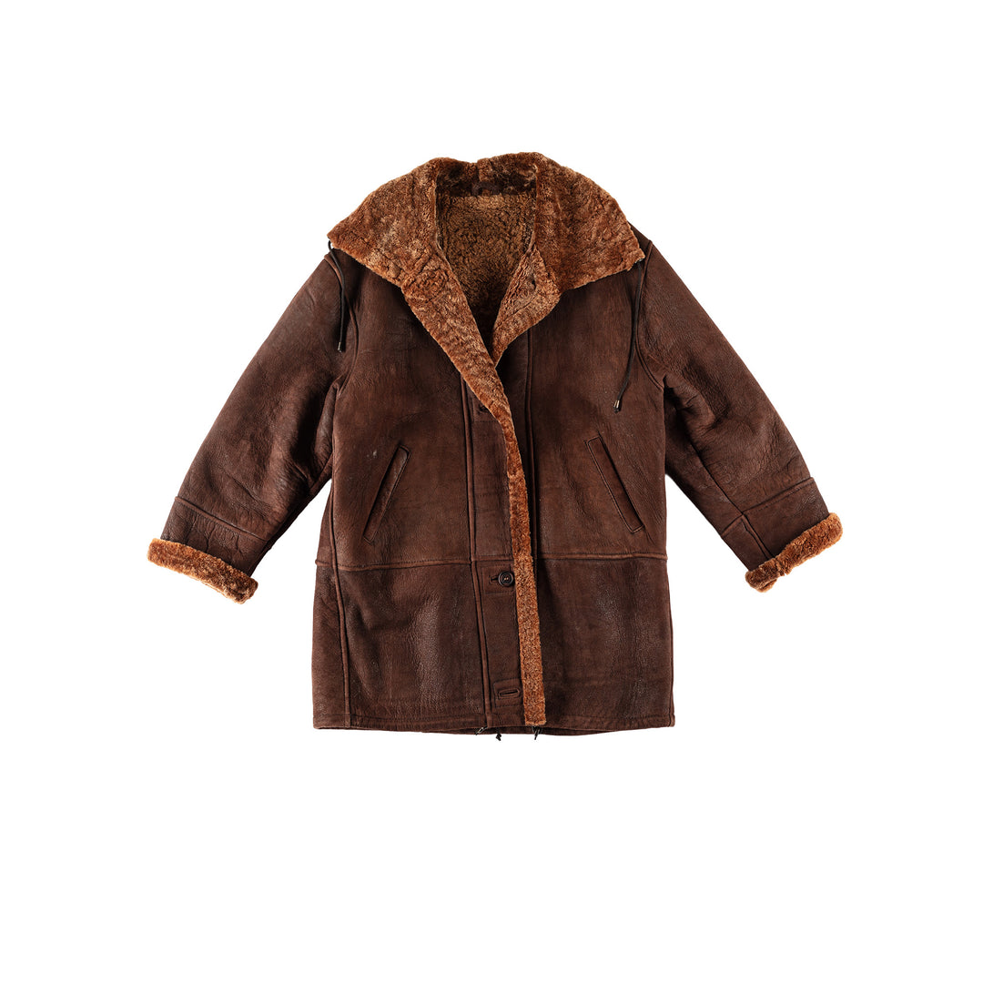 Vintage 80's Women Sheepskin Coat in BrownMN710