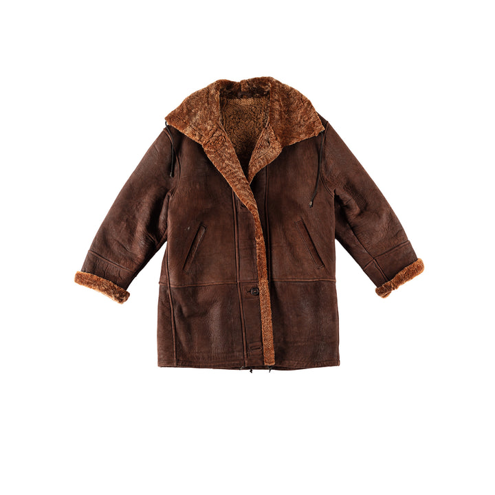 Vintage 80's Women Sheepskin Coat in BrownMN710