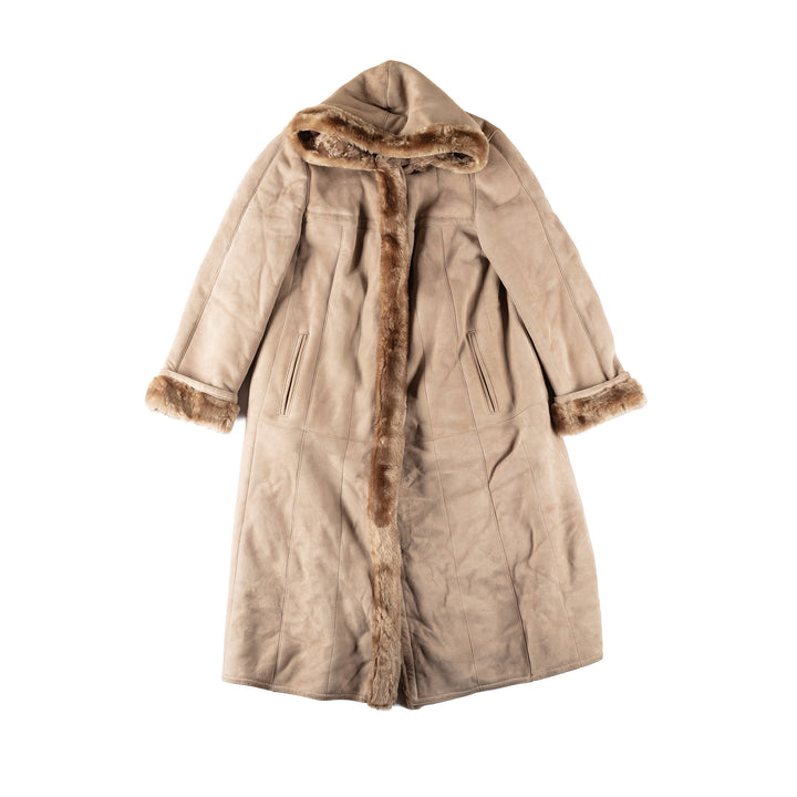 Vintage 80's Women Sheepskin Coat in BeigeMN545