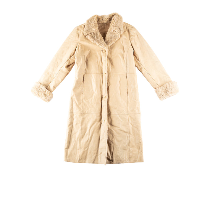 Vintage 70's Women Faux Sheepskin Coat in BeigeMN338
