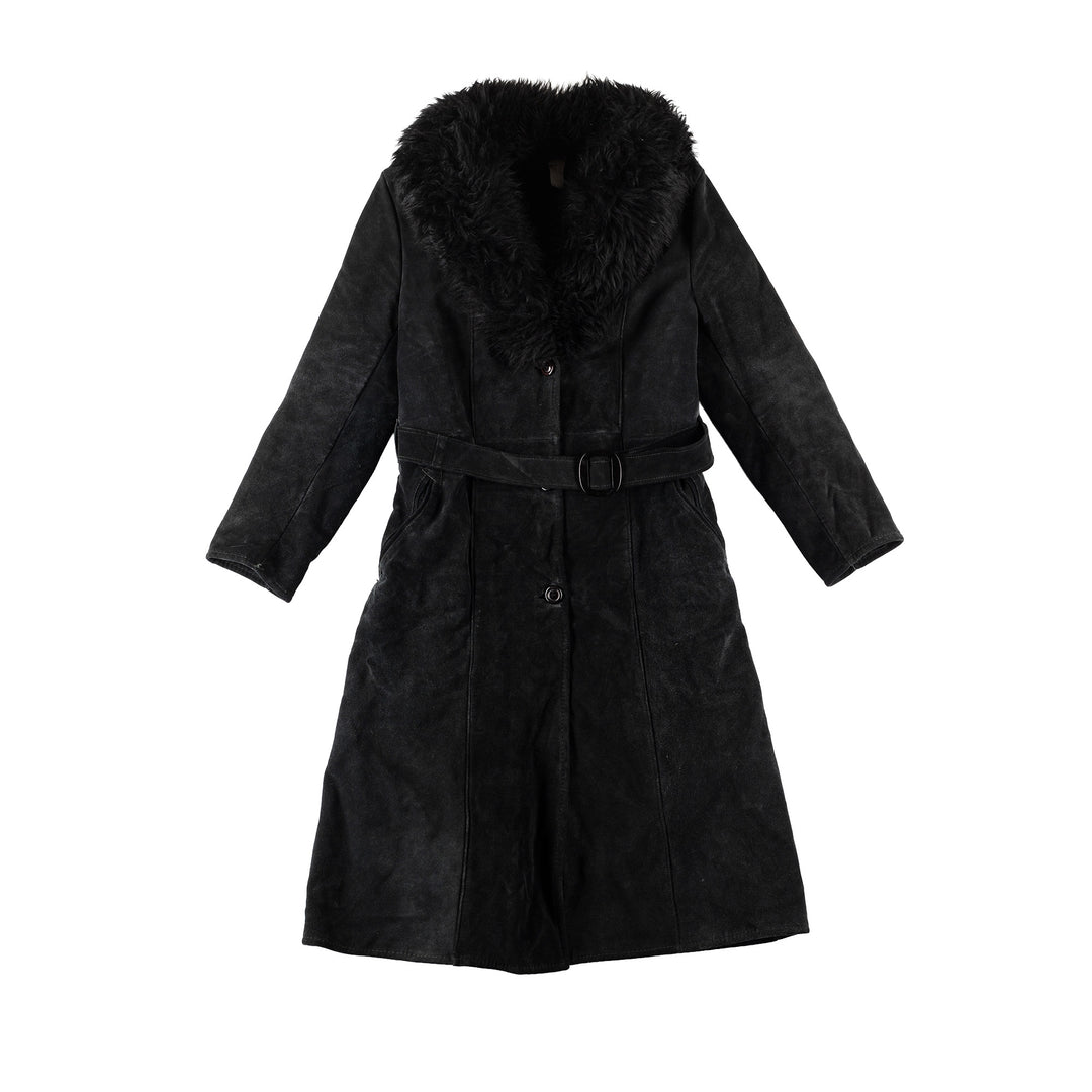 Vintage 70's Women Faux Sheepskin Coat in BlackMN643