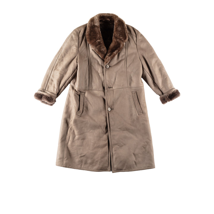 Vintage 80's Men Sheepskin Coat in GrayVN659