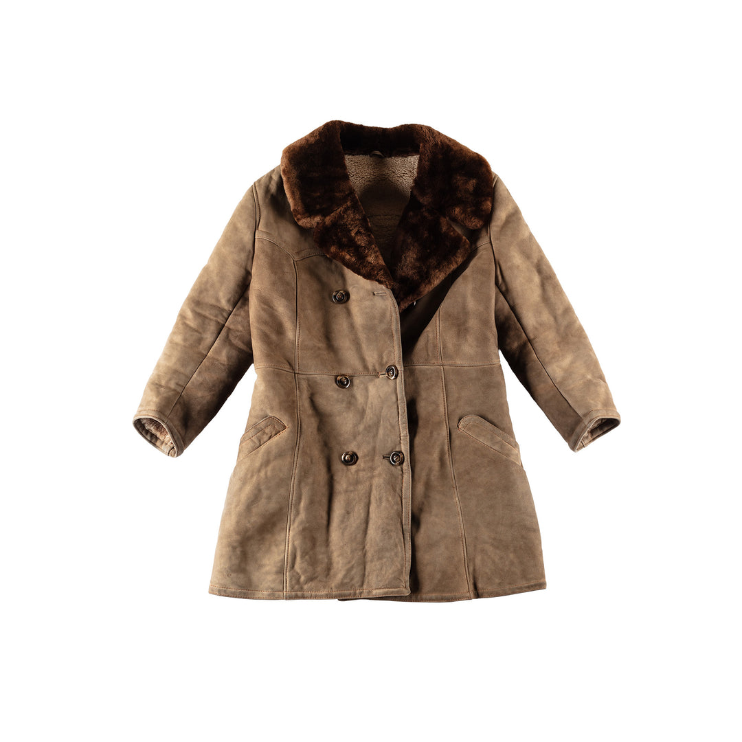 Vintage 70's Women Sheepskin Coat in BrownMN689
