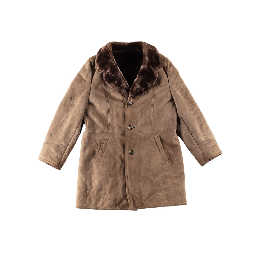 Vintage 70's Men Sheepskin Coat in BrownVN654