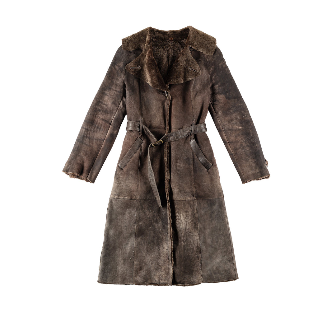 Vintage 70's Women Sheepskin Coat in BrownMN636