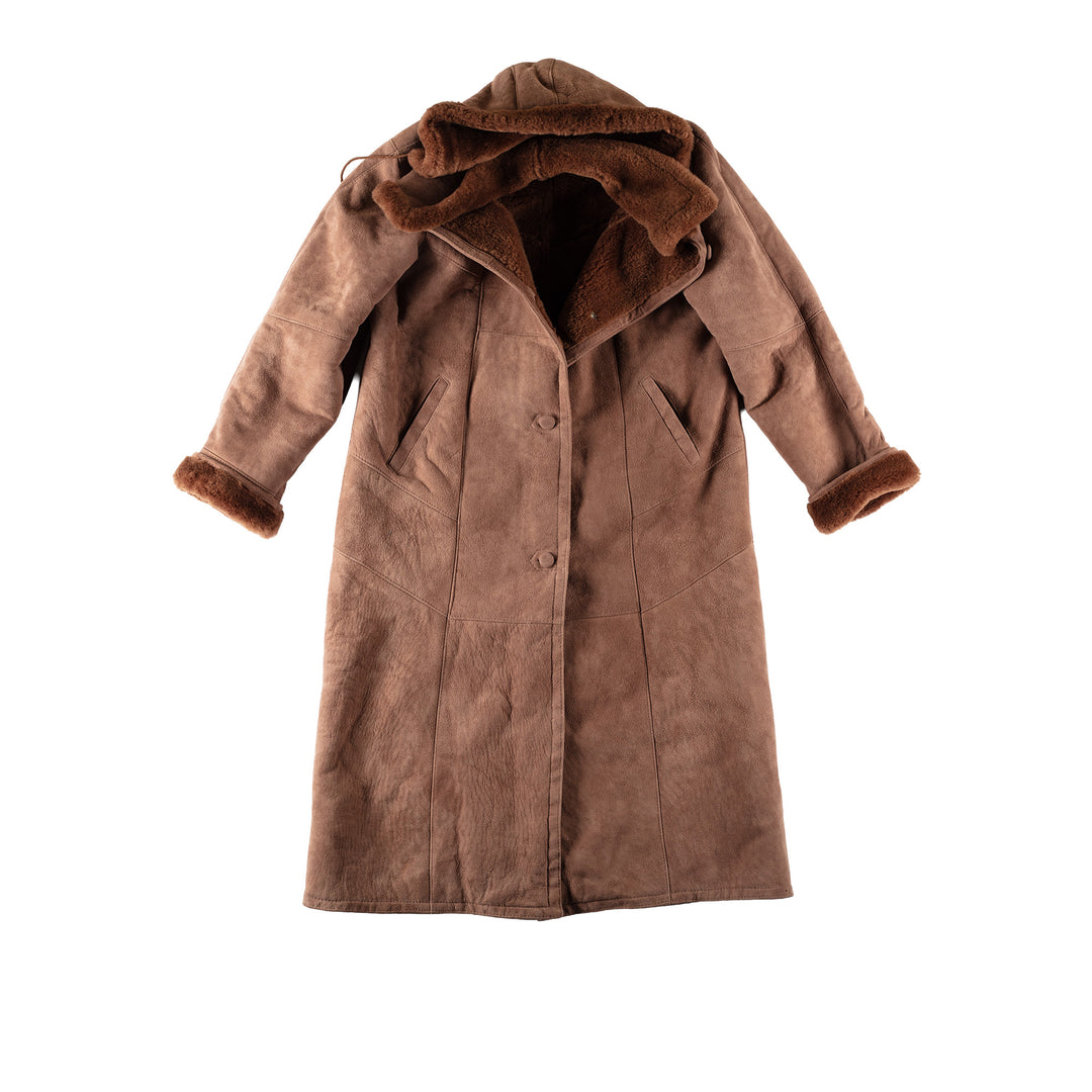 Vintage 80's Women Sheepskin Coat in BrownMN733