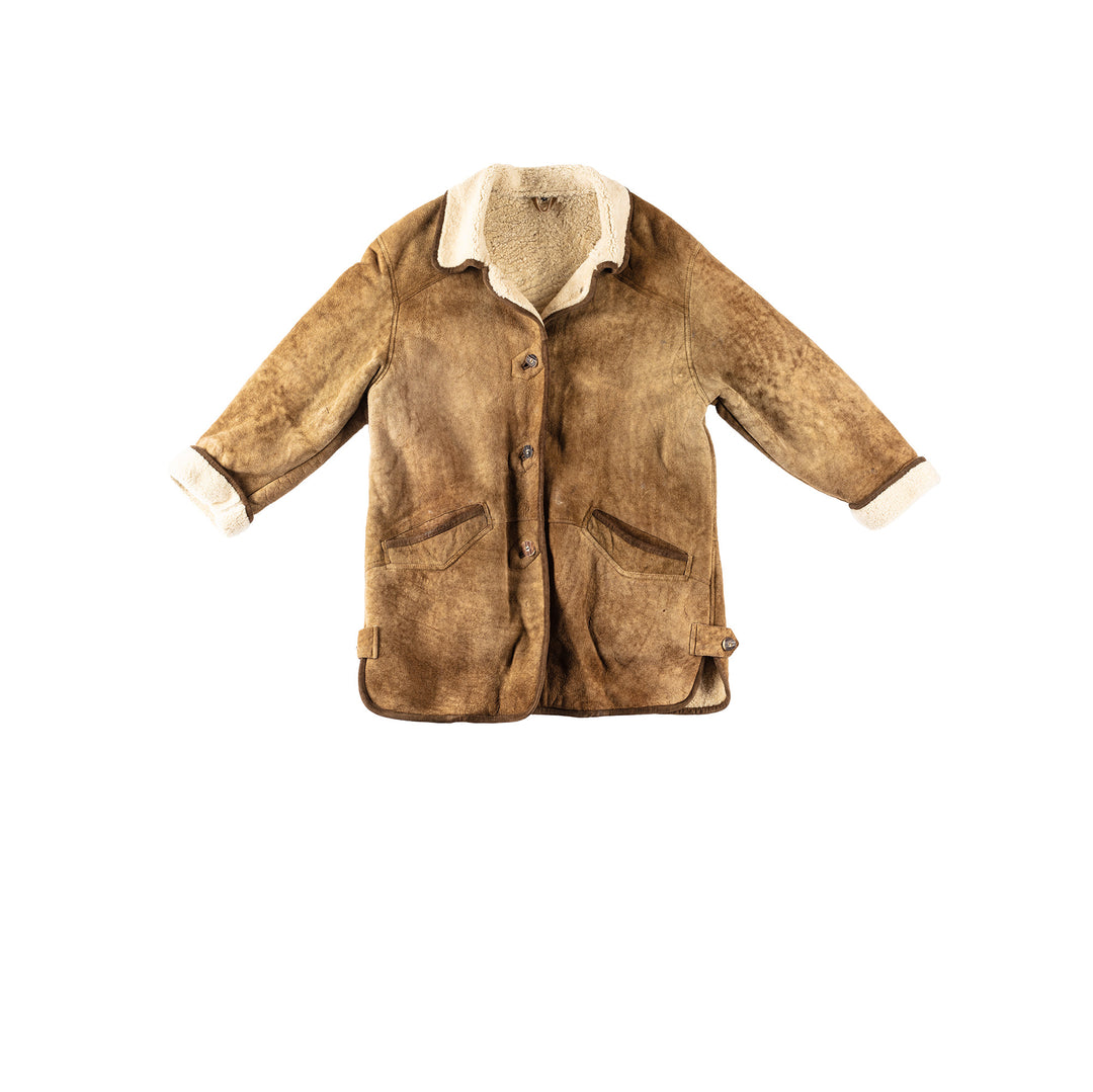 Vintage 80's Women Sheepskin Coat in BrownMN322