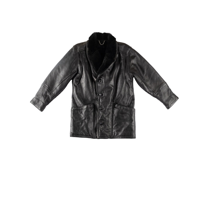 Vintage 80's Men Sheepskin Coat in BlackVN325