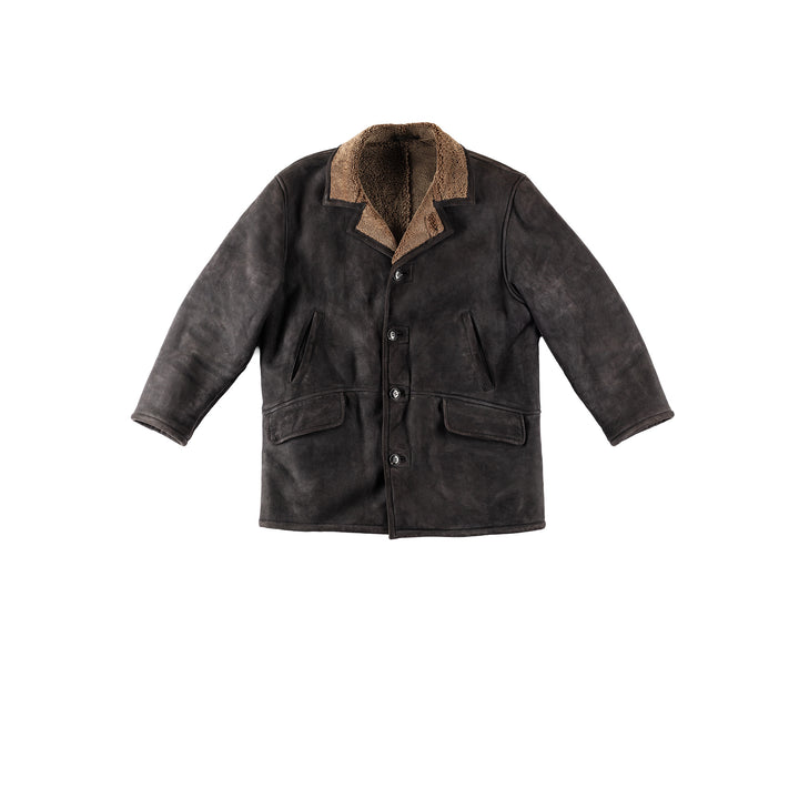 Vintage 80's Men Sheepskin Coat in GrayVN390
