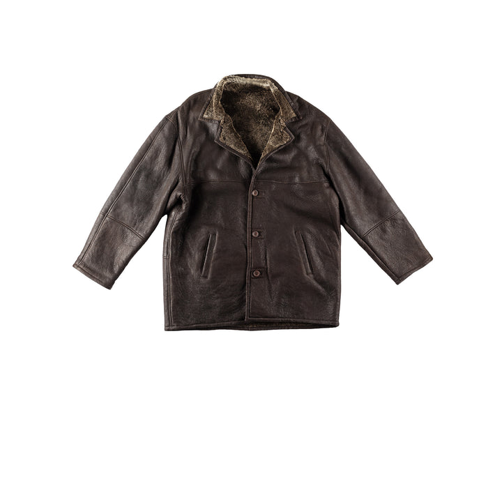 Vintage 80's Men Sheepskin Coat in BrownVN180