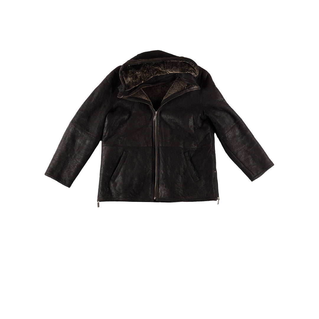 Vintage 80's Men Sheepskin Jacket in BlackVN613