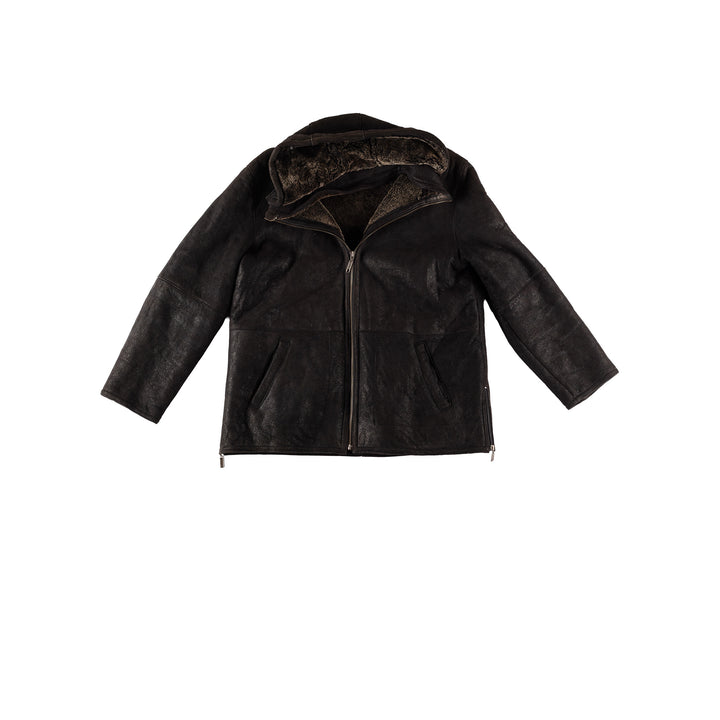 Vintage 80's Men Sheepskin Jacket in BlackVN613