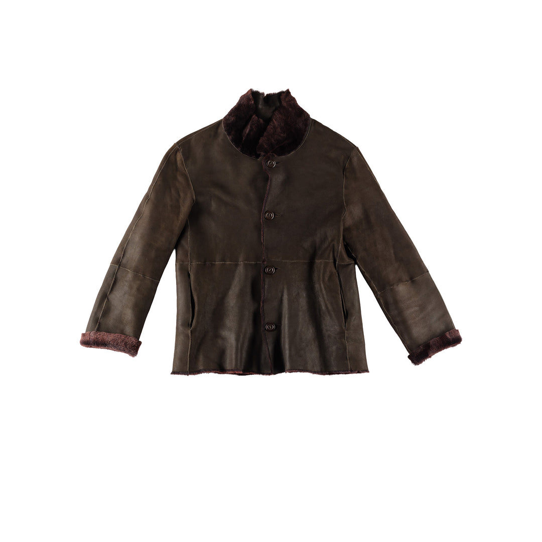 Vintage 90's Men Sheepskin Jacket in BrownVN396