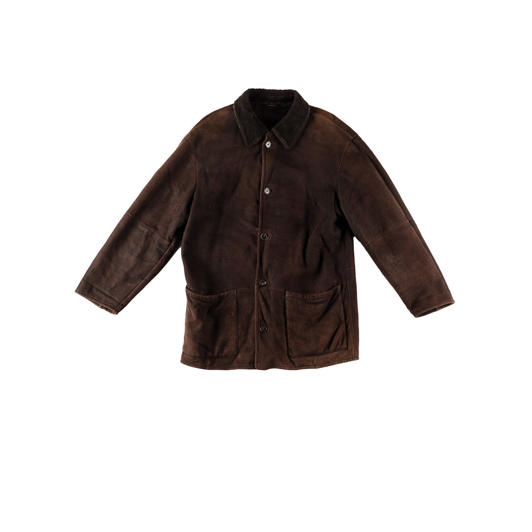 Vintage 80's Men Sheepskin Coat in BrownVN520