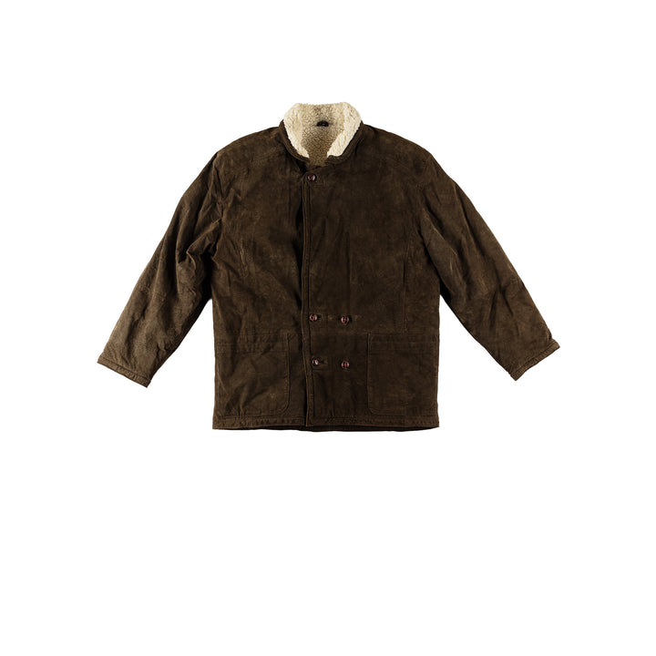 Vintage 80's Men Faux Sheepskin Coat in GreenVN548