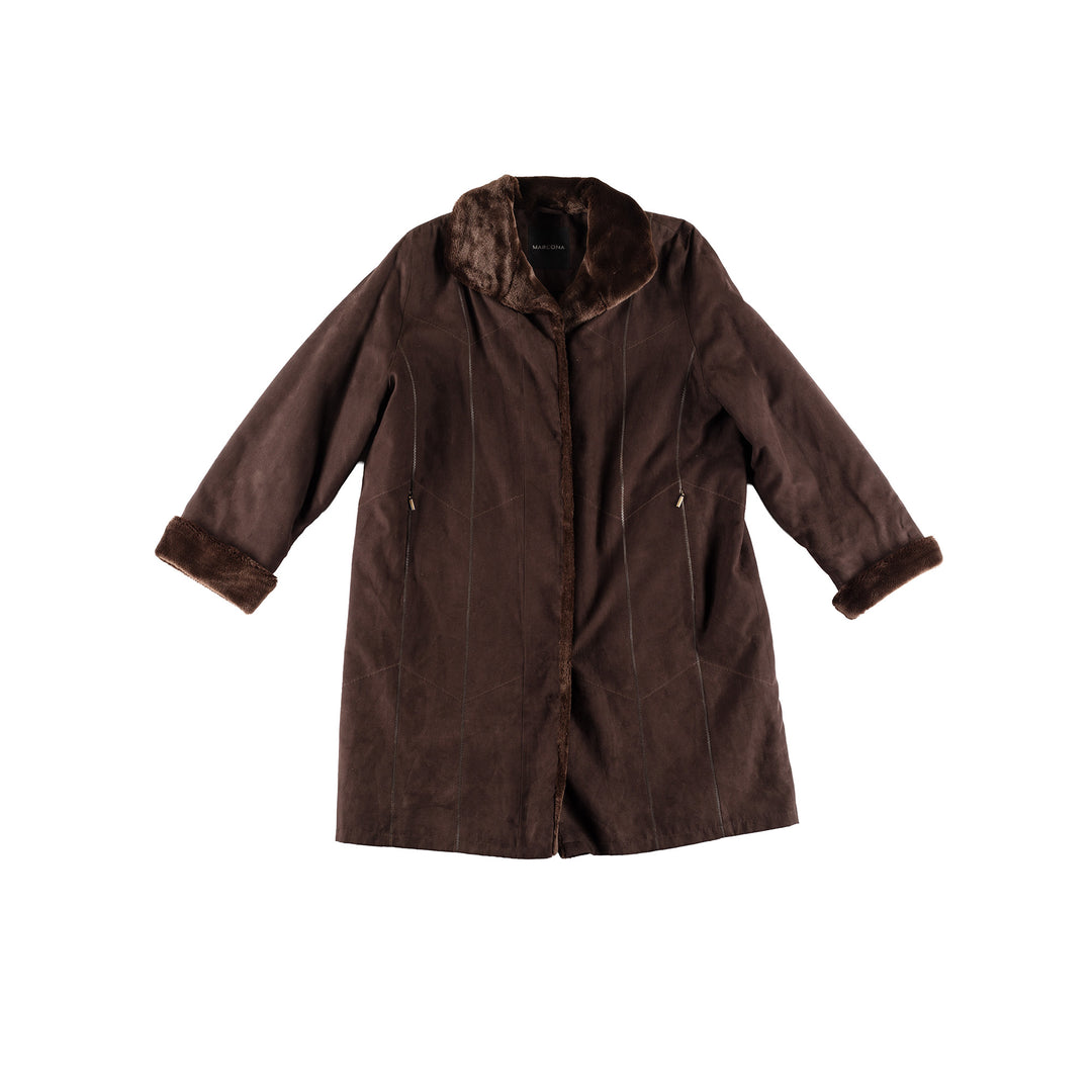 Vintage 80's Women Suede Sherpa Coat in BrownMN385