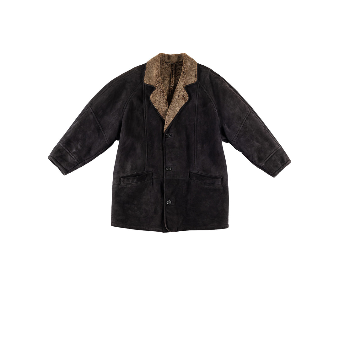 Vintage 80's Men Sheepskin Coat in GrayVN714
