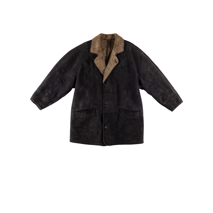 Vintage 80's Men Sheepskin Coat in GrayVN714