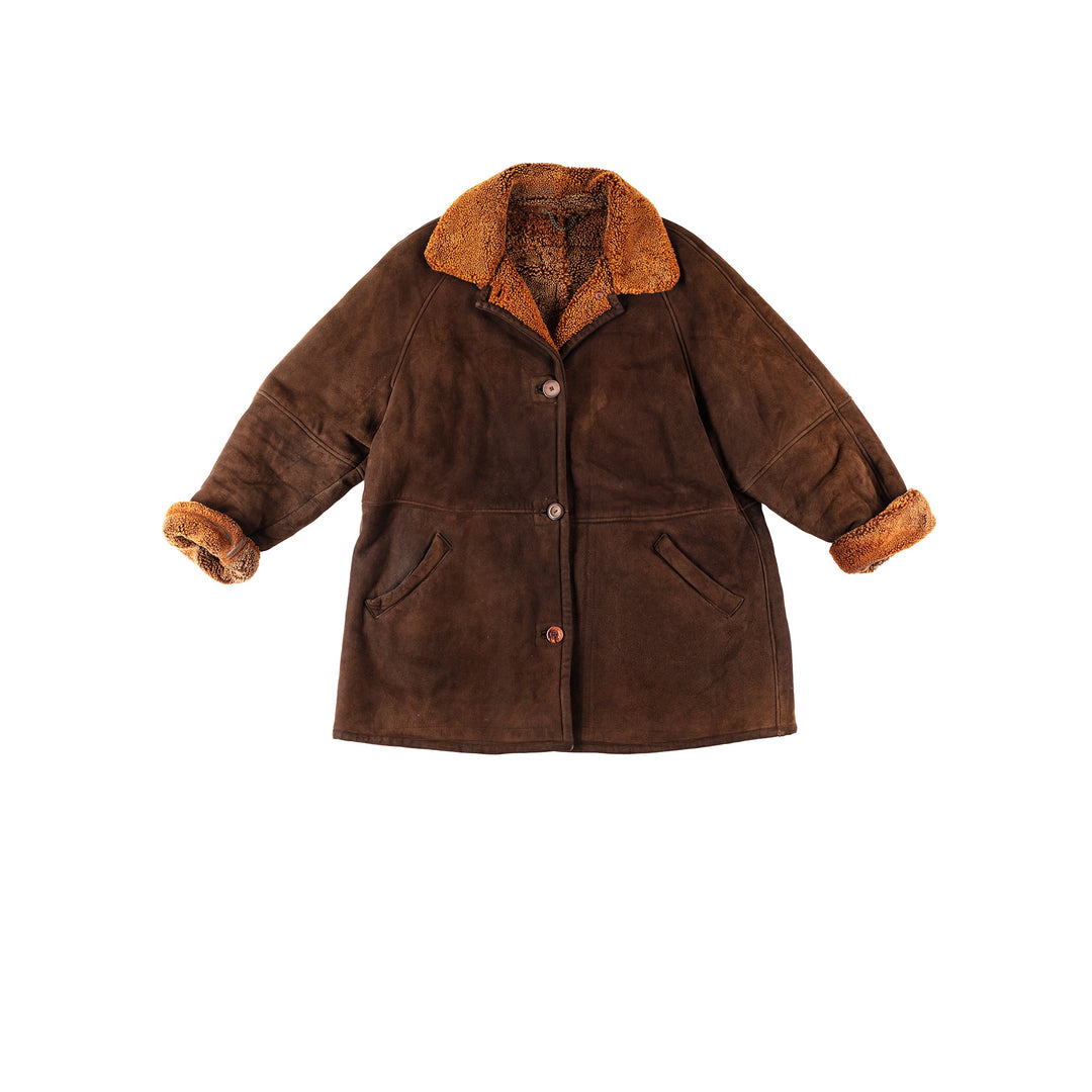 Vintage 80's Women Sheepskin Coat in BrownMN372