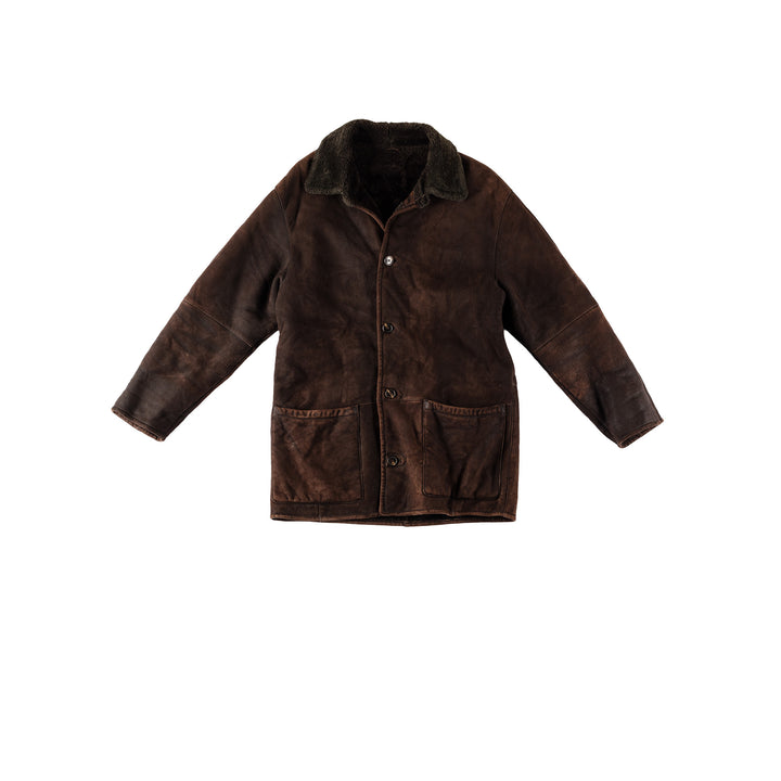 Vintage 80's Men Sheepskin Coat in BrownVN523