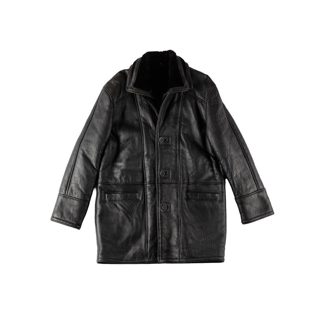 Vintage 80's Men Sheepskin Coat in BlackVN526