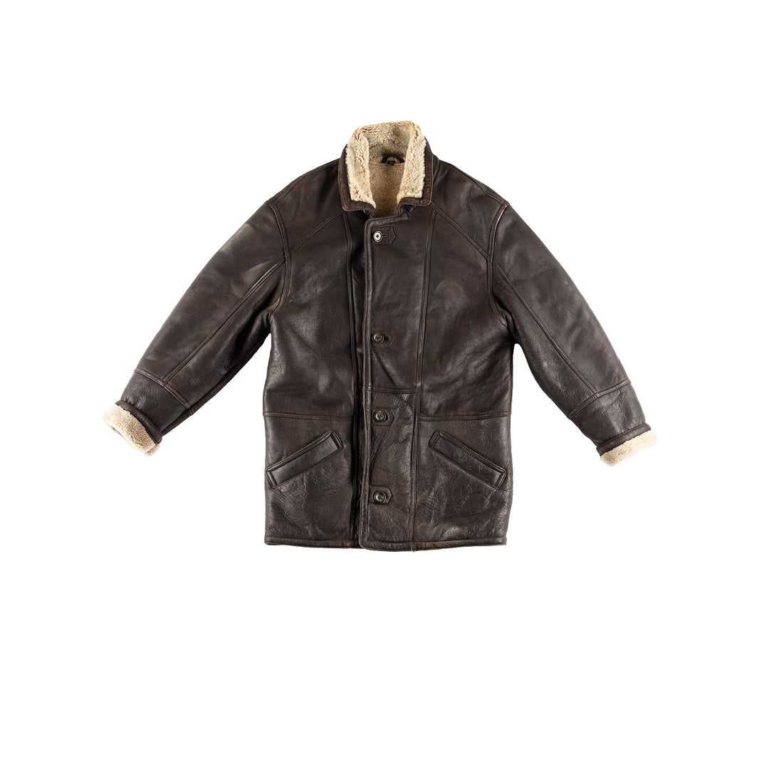 Vintage 80's Men Sheepskin Coat in BrownVN447