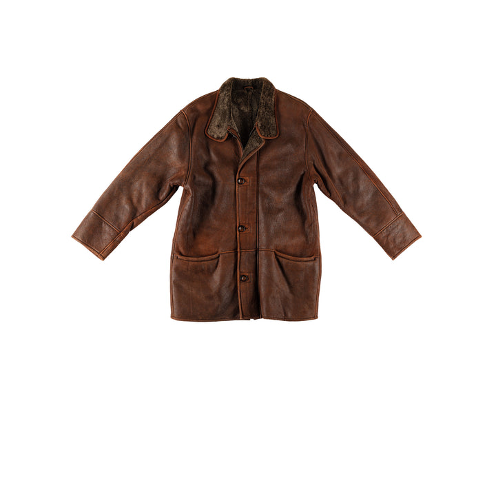 Vintage 80's Men Sheepskin Coat in BrownVN687