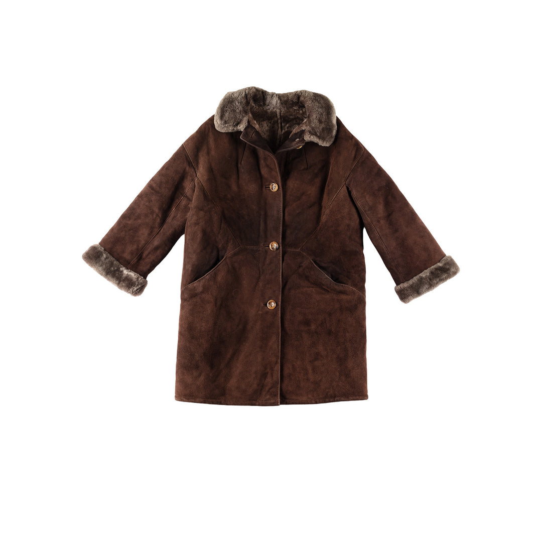 Vintage 80's Women Sheepskin Coat in BrownMN320