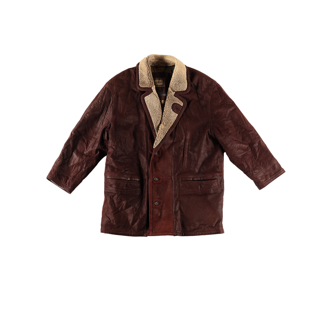 Vintage 80's Men Leather Coat in BrownVN600