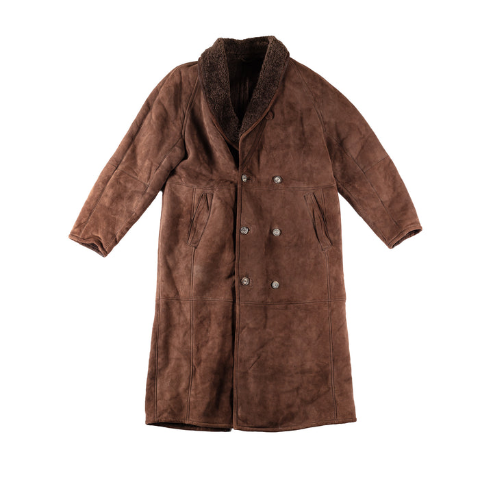 Vintage 80's Men Sheepskin Coat in BrownVN310