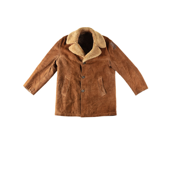 Vintage 80's Men Faux Sheepskin Coat in BrownVN350