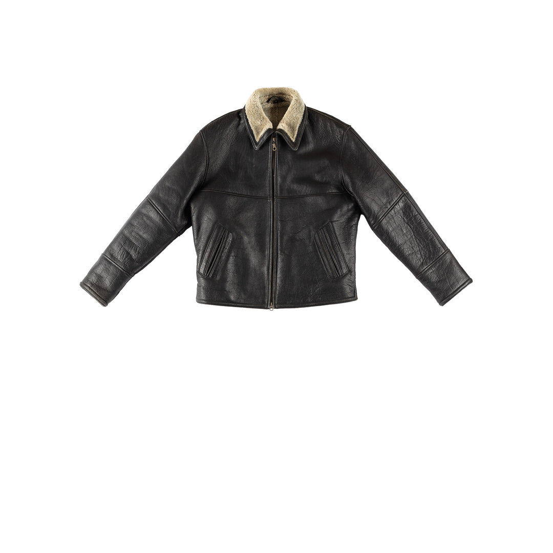 Vintage 80's Men Sheepskin Jacket in BlackVN668