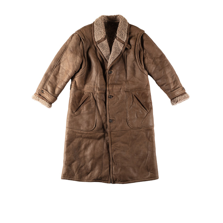 Vintage 80's Men Sheepskin Coat in BrownVN432