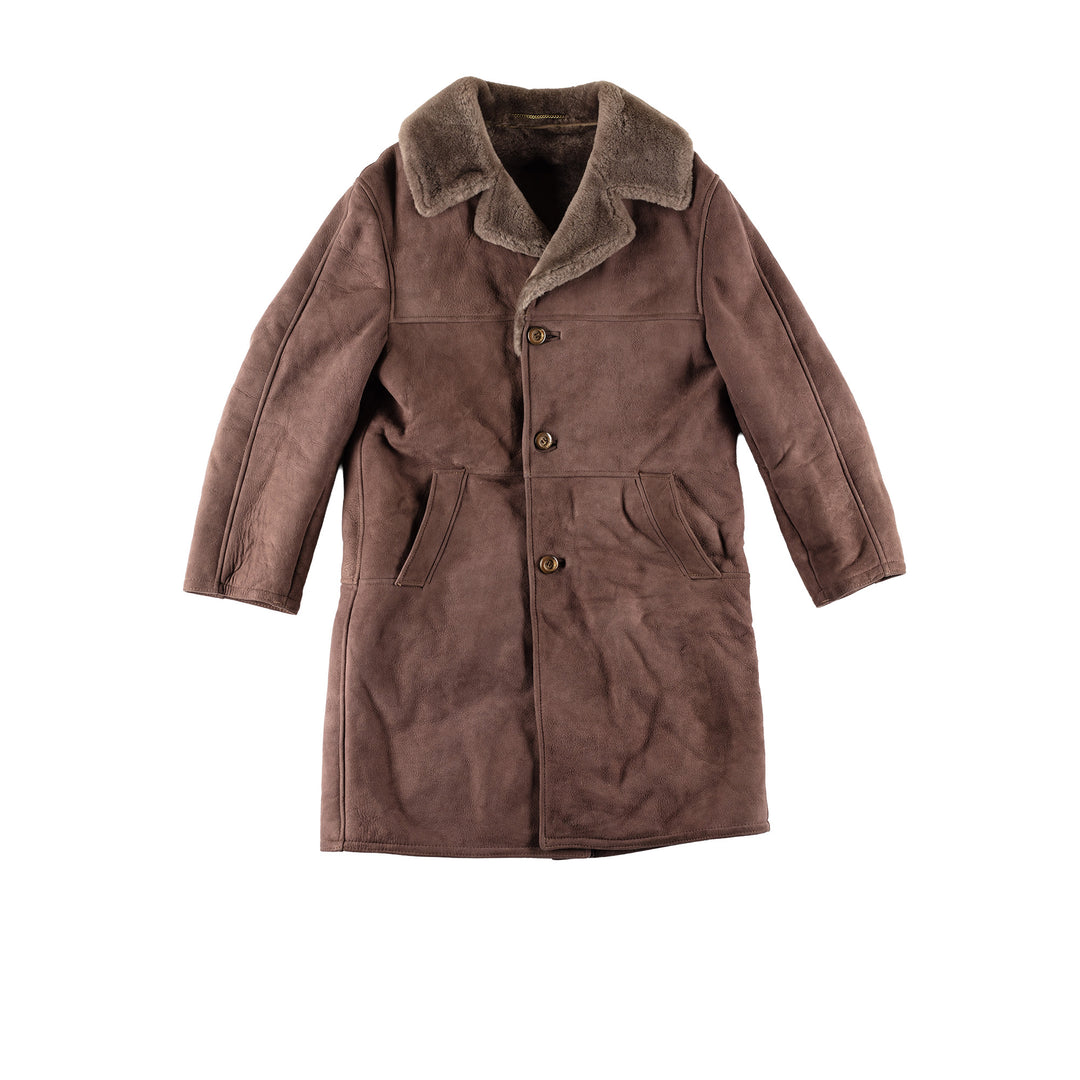 Vintage 80's Men Sheepskin Coat in BrownVN658