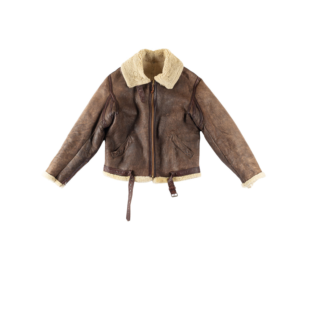 Vintage 80's Men Sheepskin Jacket in BrownVN268