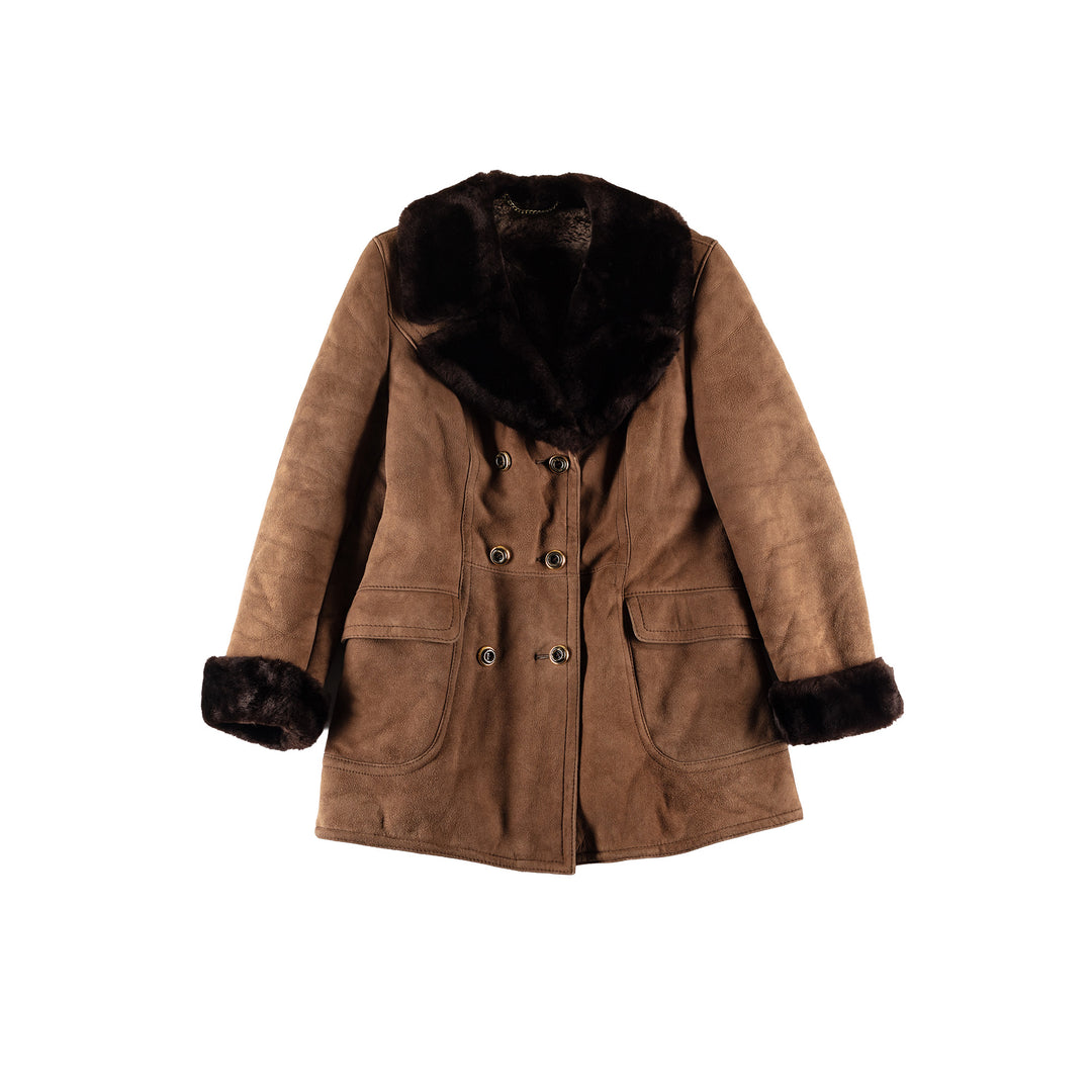 Vintage 70's Women Sheepskin Coat in BrownMN747