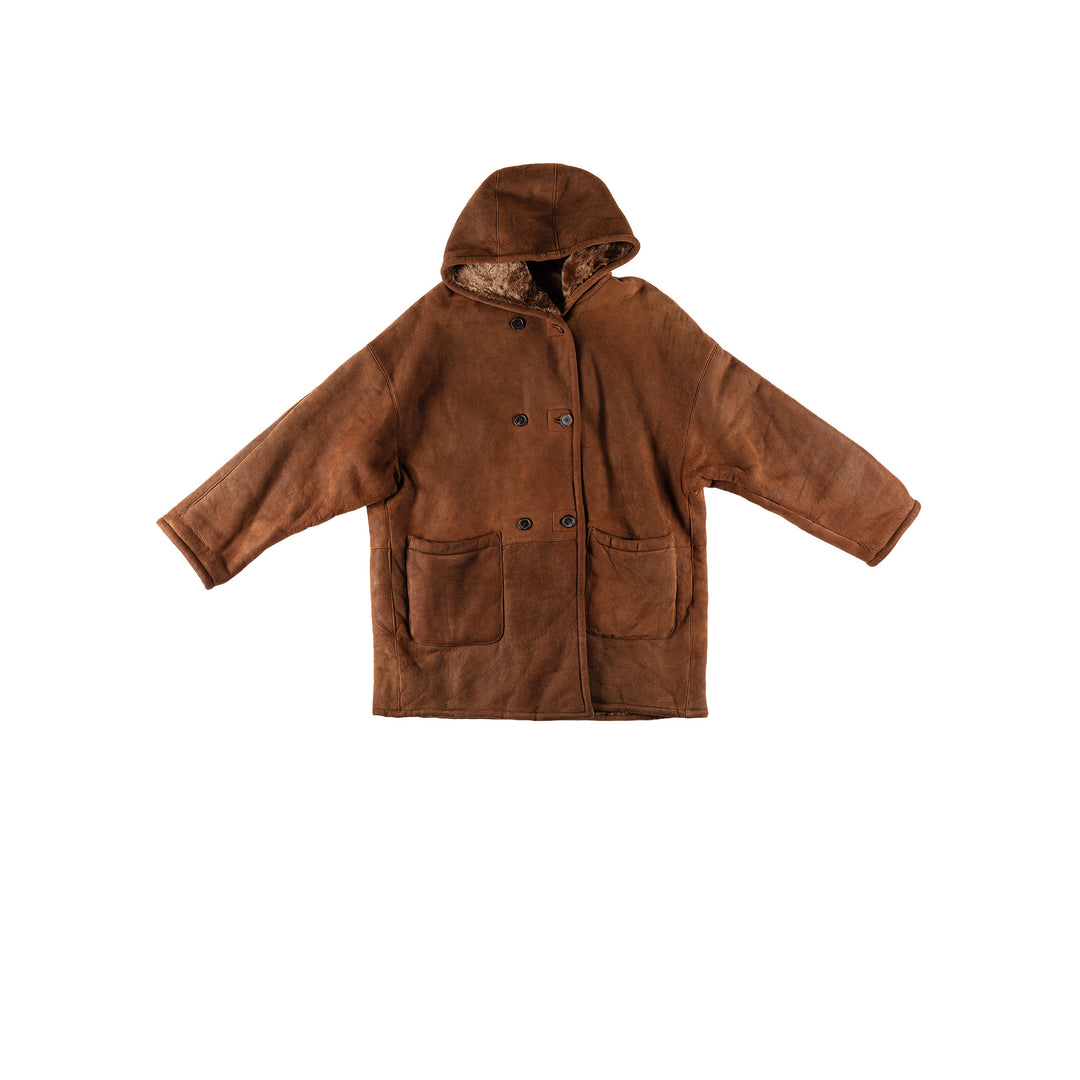 Vintage 80's Women Sheepskin Coat in BrownMN730