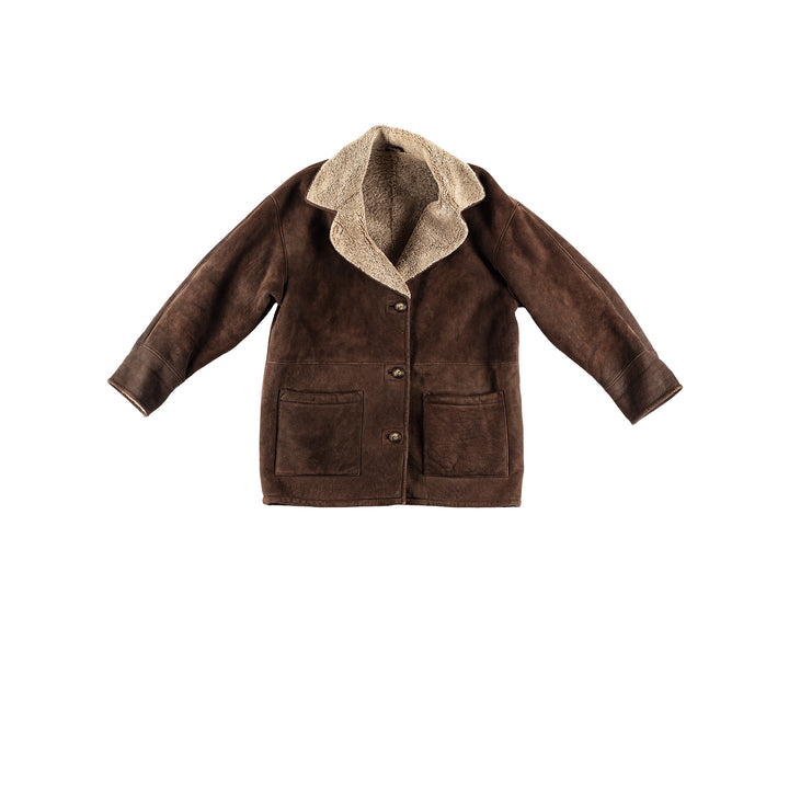 Vintage 80's Women Sheepskin Coat in BrownMN402