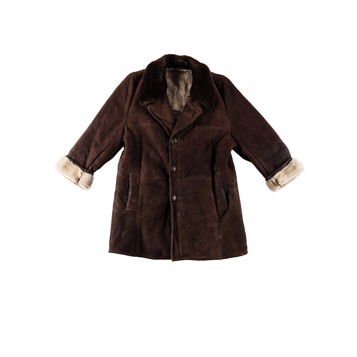 Vintage 80's Men Sheepskin Coat in BrownVN429