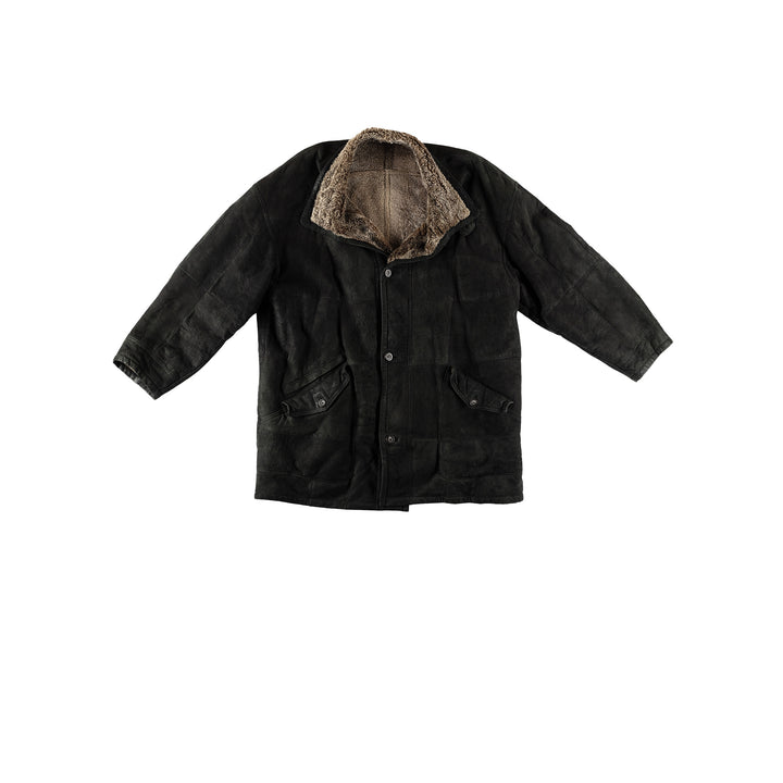 Vintage 80's Men Sheepskin Coat in BlackVN609