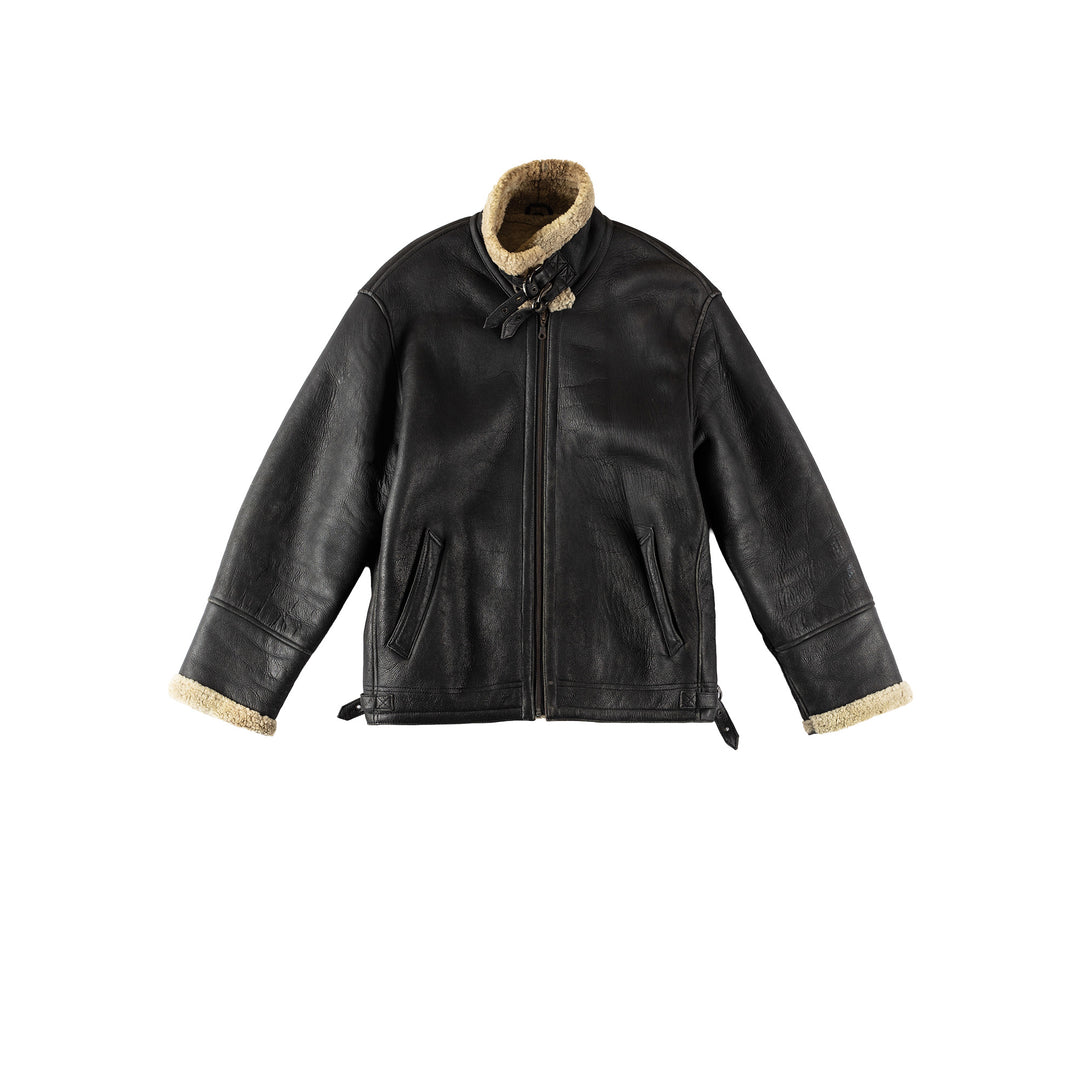 Vintage 80's Men Sheepskin Jacket in BlackVN527