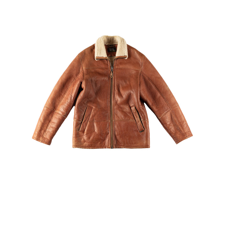 Vintage 80's Men Sheepskin Coat in BrownVN522