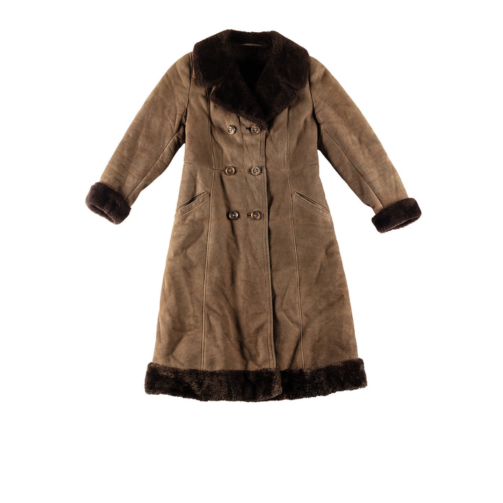 Vintage 70's Women Sheepskin Coat in BrownMN805