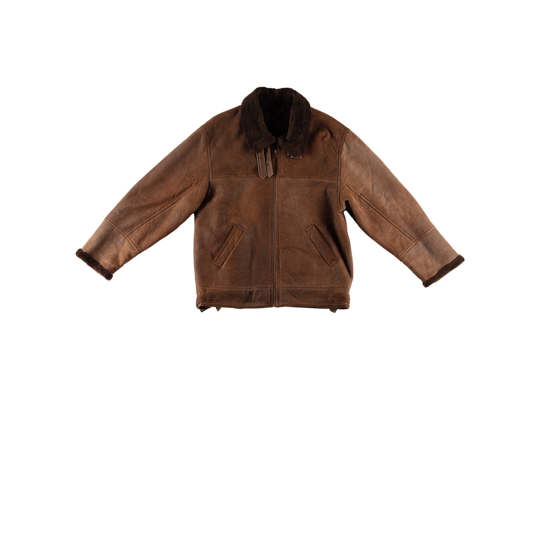 Vintage 80's Men Sheepskin Jacket in BrownVN495