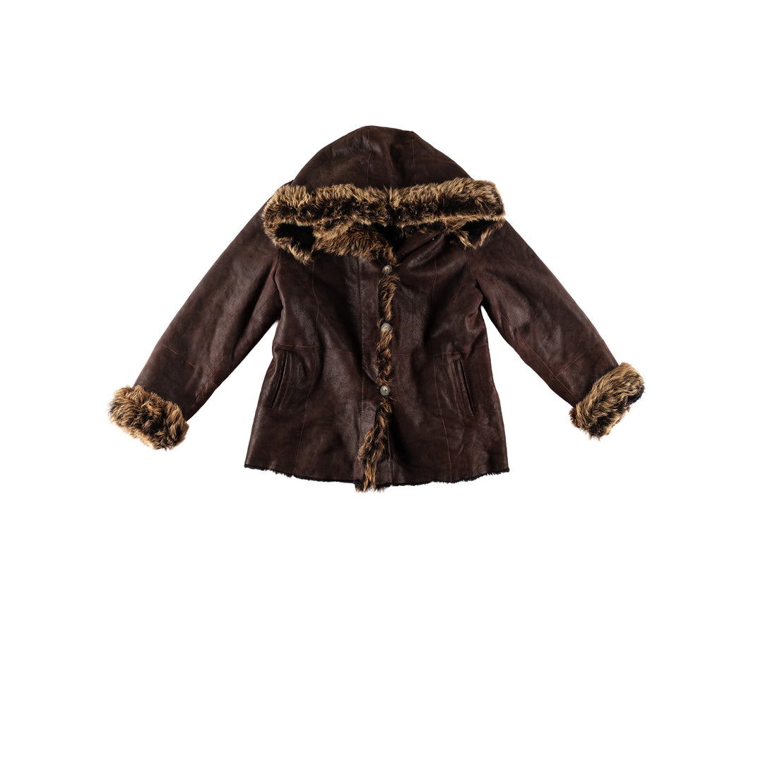 Vintage 70's Women Sheepskin Coat in BrownMN678