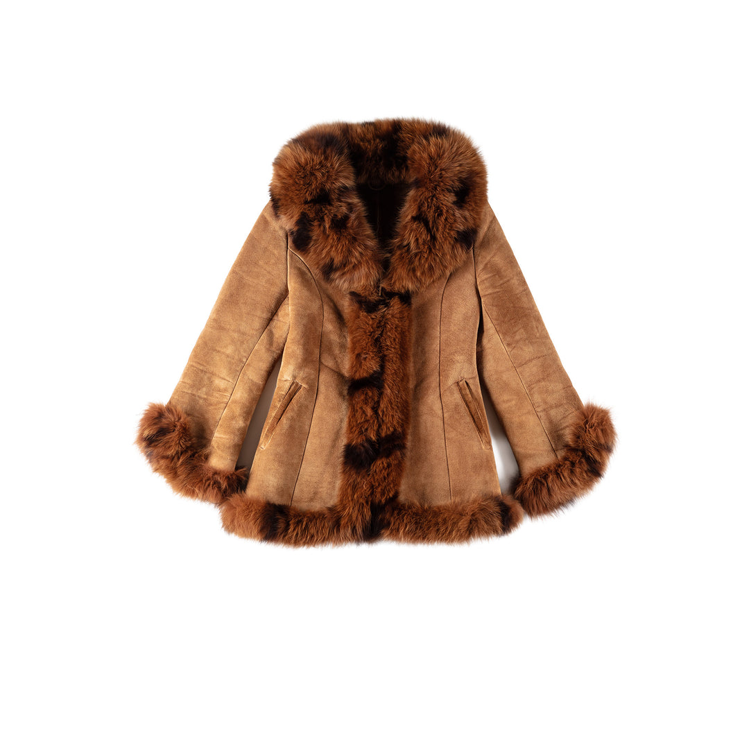 Vintage 70's Women Sheepskin Coat in BrownMN565